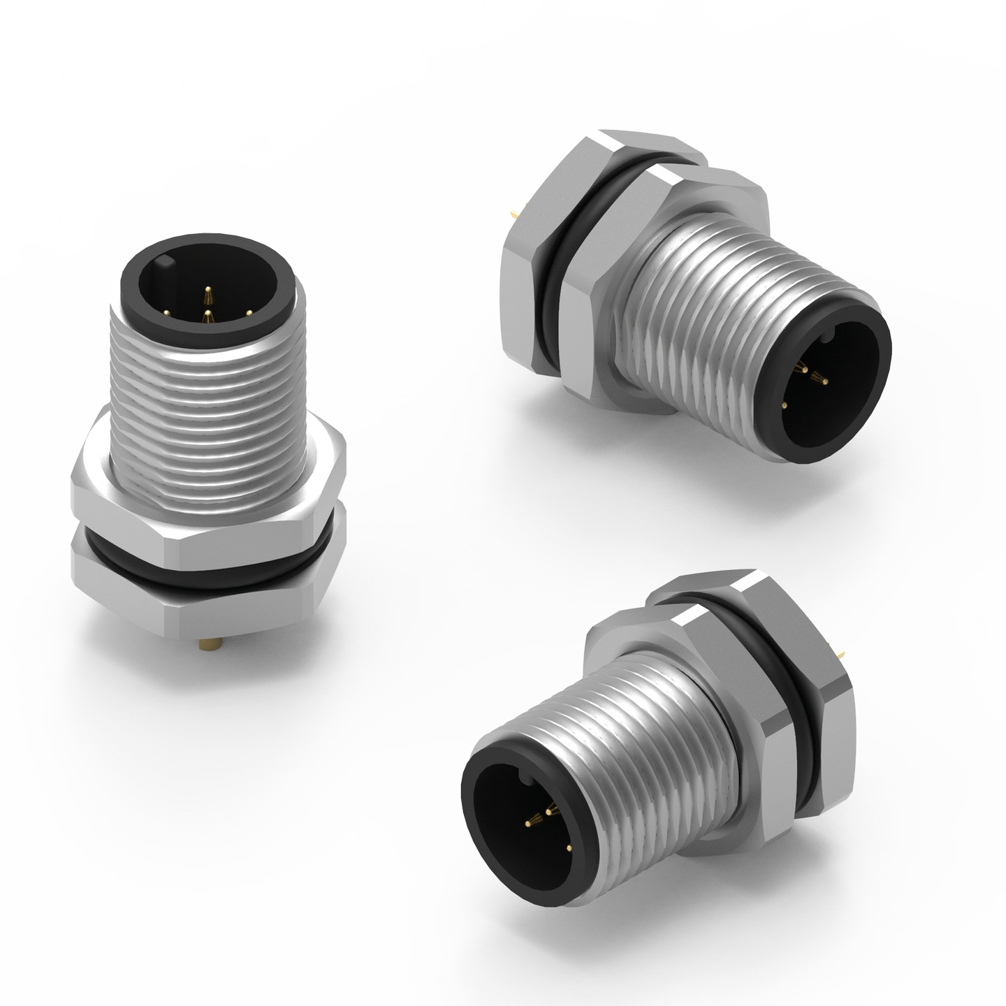 WRCIRCM12 Screw Mating Panel Connector Solder Bucket Male Metal Front